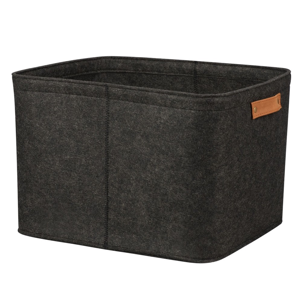 Large Gray Felt Decorative Storage Basket 16.5 in x 14 in x 10.5 in