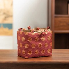 16cm Vintage Chinese Yun Brocade Tea Set Storage Bag Thickened Shockproof Pouch