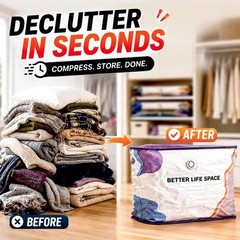 No-Pump Vacuum Storage Bags Large Cube Space Saver Compression Bags