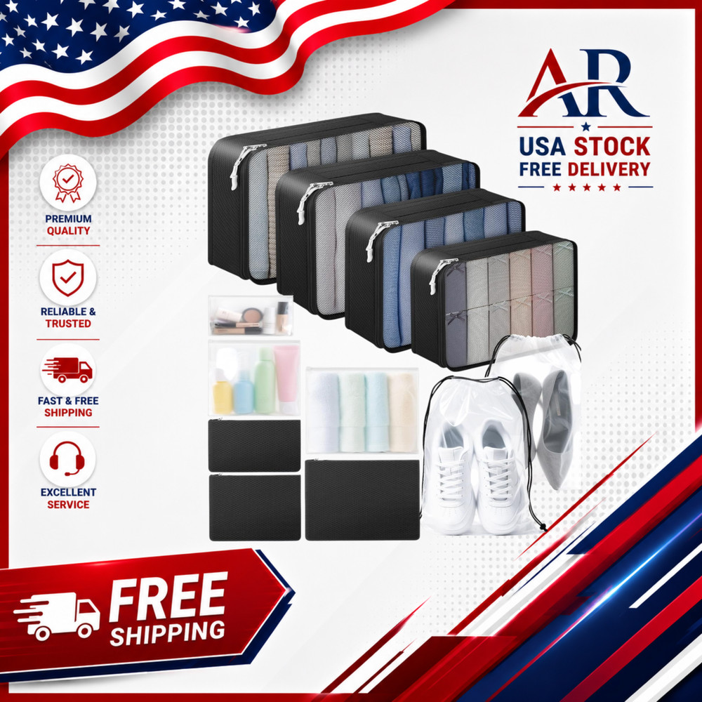 ALL INCLUDED – 12 Set Packing Cubes for Suitcases Carry On, Travel Essentials/Ac