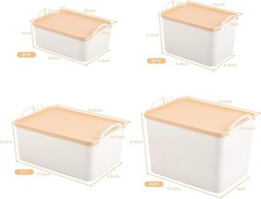 ANMINY All-in-One Lidded Plastic Storage Bins Set White Basket (8 Piece)