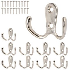 10/20pcs Hanging Metal Double Hook Clothes Hat Coat Robe Wall Door Hangers Hooks
