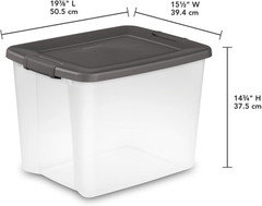 6-Pack Shelftote, Clear Plastic Storage Bins with Lids, 50 Quart, Gray – Stackab