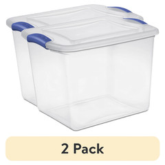 27 Quart Medium Latching Storage Bin, Clear Plastic Stoarge Conatiner with