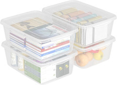 14 Quart Clear Plastic Storage Bins with Lids – Set of 4 Latching Containers