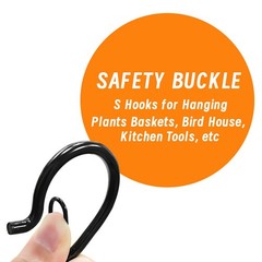 iCafePub 12 PCS S Hooks for Hanging with Safety 3.5 Inch 12 Pcs, Black