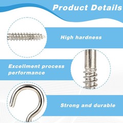 50pcs Heavy Duty 2 Inch Metal Cup Hook – Round End Self Tapping Screw Hooks,