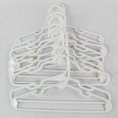 Lot of 10 Kid’s Size White Plastic Tubular Clothes Hangers With Top Notches