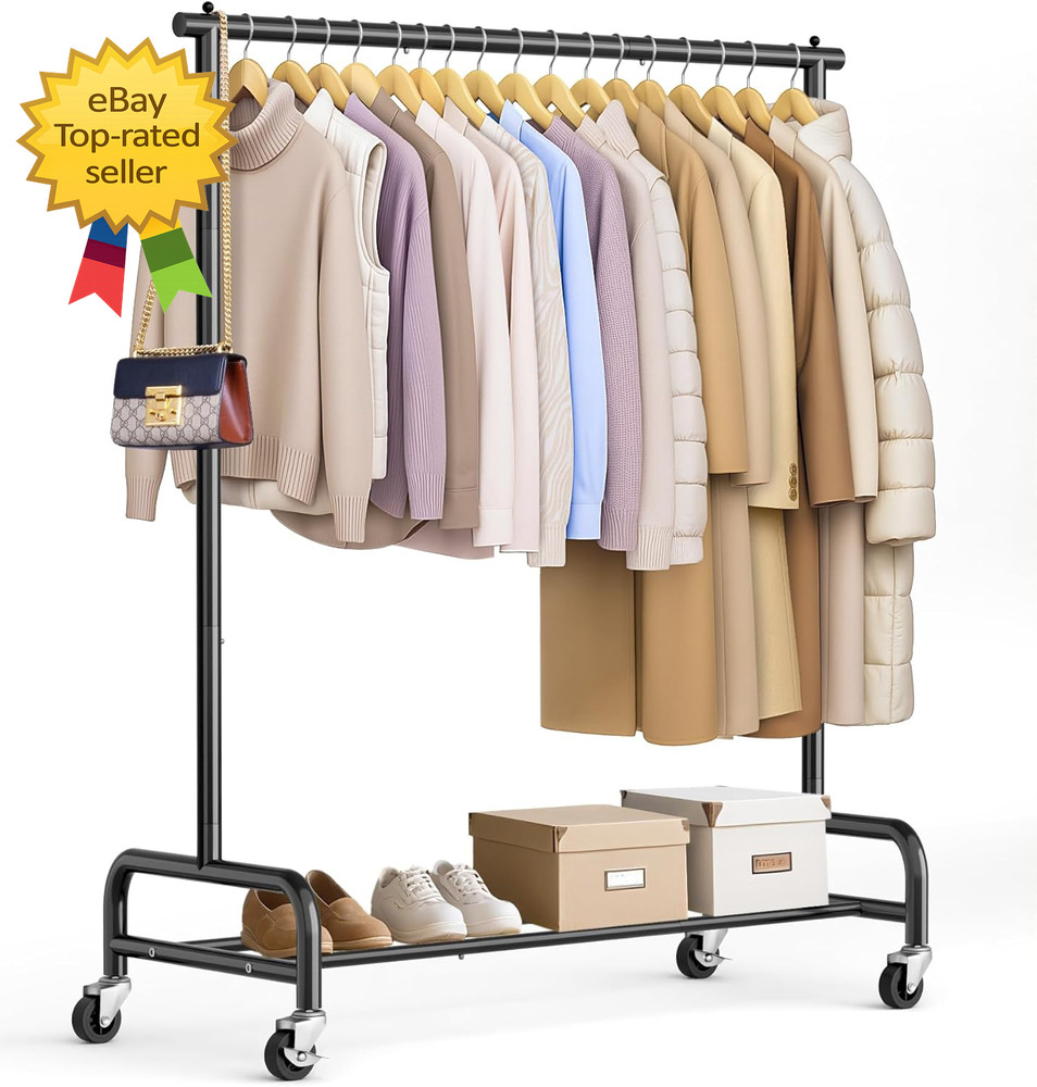 Heavy Duty Clothing Racks for Hanging Clothes Rack, 43″ Wide Rolling Garment Rac