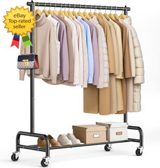 Heavy Duty Clothing Racks for Hanging Clothes Rack, 43″ Wide Rolling Garment Rac