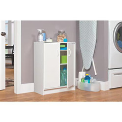 32 In. H X 24 In. W X 12 In. D White Wood Look 2-Door Stackable Storage Organize
