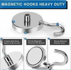 Strong Magnetic Hooks 80lbs for Hanging, Toolbox, Locker, Kitchen 8pcs