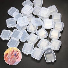 40pcs Mini Small Clear Plastic Storage Box Hook Jewelry Earplugs Container Case