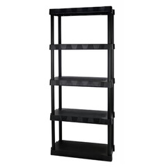 Hyper Tough 5-Tier Black Plastic Shelf Unit, 68.8 H x 30 W x 13.88 D