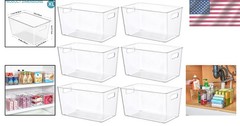 BPA-Free Clear Bins with Handles – 6 PCS Home Organization Essentials