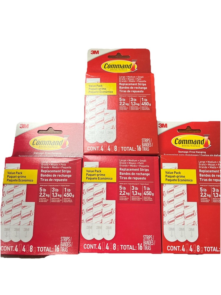 3M 17200-ES Command Foam Assorted Refill Strips Small Medium & Large 4 Packs