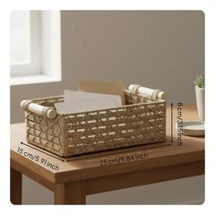 2 Pieces Paper Rope Bin Easy to Organize Wood Handle Bin for Bathroom