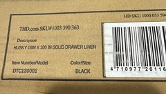 Husky 18 in. x 100 in. Black Premium Solid Drawer Liner