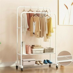Industrial Pipe Metal Clothes Rail Heavy Duty Garment Hanging Rack Shoe Shelives