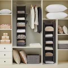 Contemporary Grey Hanging Closet Organizer with 6 Shelves & Portable Design