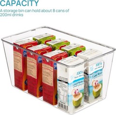 Clear Plastic Storage Bins – 6 Count with Handles for Easy Kitchen Organization