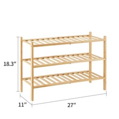 Furshus 3-Tier Bamboo Shoe Rack for Entryway, 3-Tier-Standard, Natural