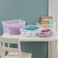 Sterilite Tall Storage Bin Clear Plastic Carry Handles 6 Count