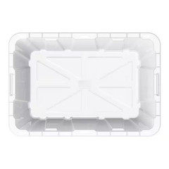 27 Gal. Tough Storage Tote in Clear with Red Lid