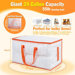 10-Pack Clear Moving Bags Heavy Duty Extra Large, Storage Totes with Reinforced