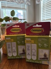 2 PACKS! 3M Command Picture Hanging Strips, 8 Large & 4 Medium Per Value Pack