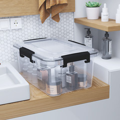 Idotry 10 Qt Plastic Stackable Storage Box with Latching Lid, 6X Clear Container