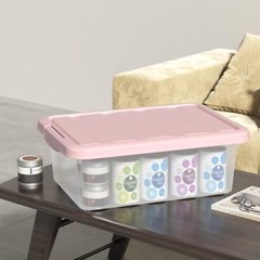 14 Quart Plastic Storage Latch Boxes with Pink Lids, Latching…