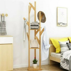 Solid Wood Floor Standing Hat Coat Jacket Hanger Storage Stand W/ Umbrella Rack