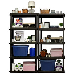 Hyper Tough Plastic Storage Shelves Garage Shelving Unit 5-Tier 73.80″H x 17.75″