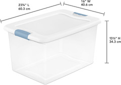 8-Pack 64 Quart Latching Box, Clear Plastic Storage Organizer Bins with White Li