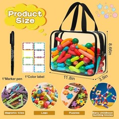 6Pcs 11.8*8.66*3.9in Large Toy Storage Bags Clear Waterproof Toy Organizer Bags