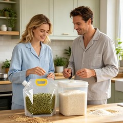 Airtight Grain Storage Bags With Handle, Large Capacity Cereal Bag, Reusable