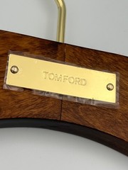 Tom Ford Wooden Luxury Shirt Hanger Walnut Finish Black Velvet Shoulder NEW