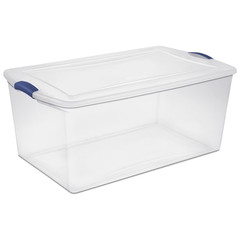 105 Quart Extra-Large Latching Storage Bin, Clear Plastic Storage Container with