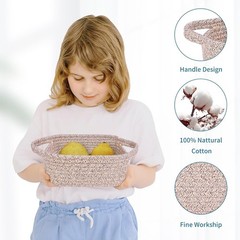 Small Storage Basket,Mini Basket,Cute Tiny Cotton Rope Woven Basket,Shelf Basket