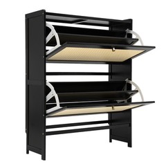 Natural Rattan Shoe Cabinet, Free Standing Shoe Racks, Shoe Cabinet