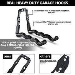 Super Heavy Duty Garage Hooks 6 Pack, One-Piece Construction Garage Wall Hook…