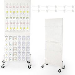 2x5ft Metal Pegboard Display Rack Mobile Freestanding Floor Stand 2-in-1