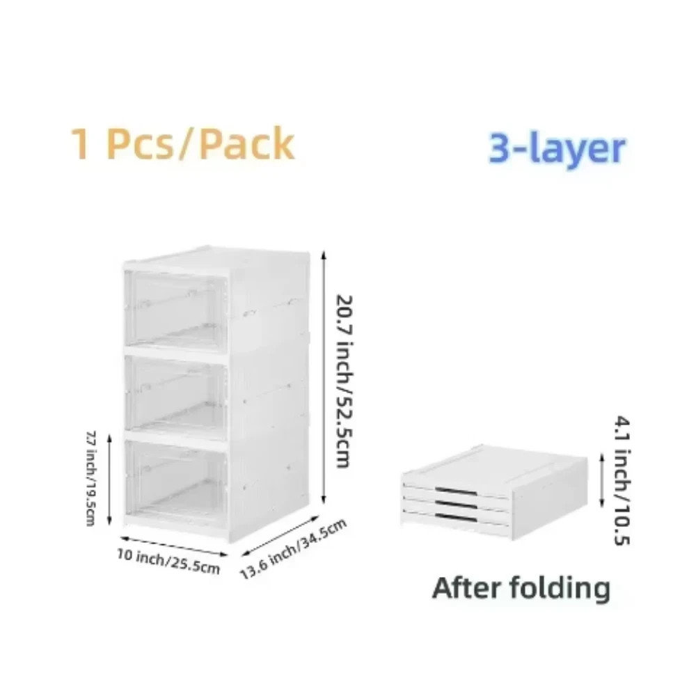 Foldable Clear Shoes Storage Box Stackable Closet Organizer NEW