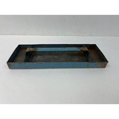 Vintage Blue Metal Tool Tray w Handle Caddy Planter Rustic Shabby Industrial Old