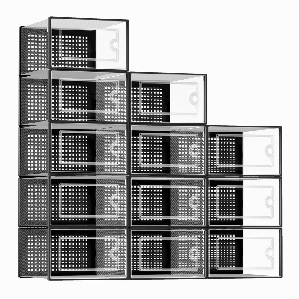 X-Large Shoe Storage Boxes Organizers Clear Plastic Stackable 12 Pack, Shoe R…