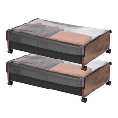 Uimoso Under Bed Storage w/ Wheels 25.6×18.1×7.1In Rolling Storage Bags 2 Pack