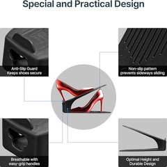 Black Shoe Slot Organizer—20—Space-Saving Stackers—One-Piece—20