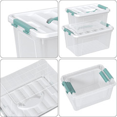Clear Latch Bin Tote Set – 2 Pack, Stackable Storage Bins with Handles