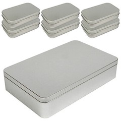 8.5 by 5.3 by 1.9 Inch Silver Metal Rectangular Empty Tin Box Containers Storage